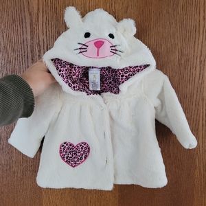 Cuddle Bear Collection Faux Fur Cat Face Hood with Lining Jacket Super Soft 6mon